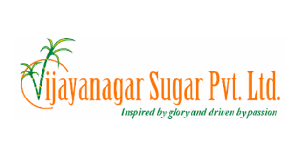 Vijayanagar Sugar Pvt. Ltd. logo with green sugarcane graphic and tagline 'Inspired by glory and driven by passion.'