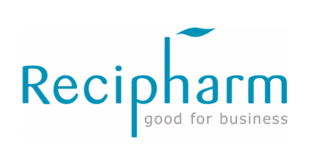 Recipharm logo with the tagline 'good for business.'