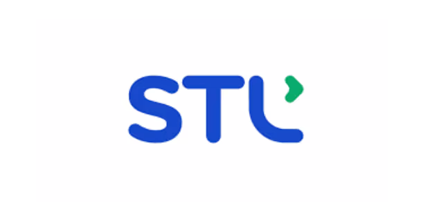 STL logo with blue letters and a green arrow integrated in the letter L.