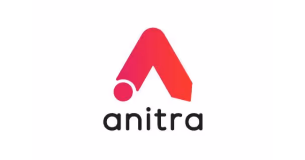 Anitra brand logo with stylized red and pink geometric shape above lowercase black text.
