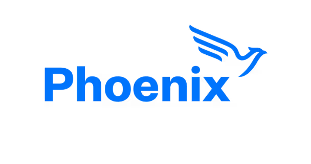 Blue Phoenix logo with stylized bird icon to the right of the text.
