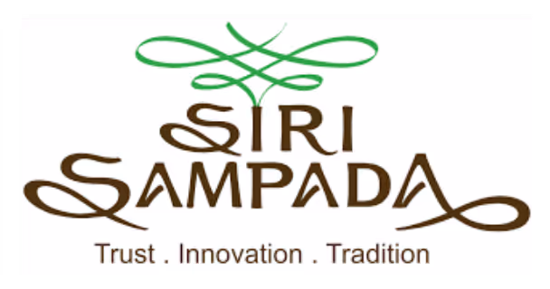 Logo of Siri Sampada with green decorative swirl above and the words Trust, Innovation, Tradition below.