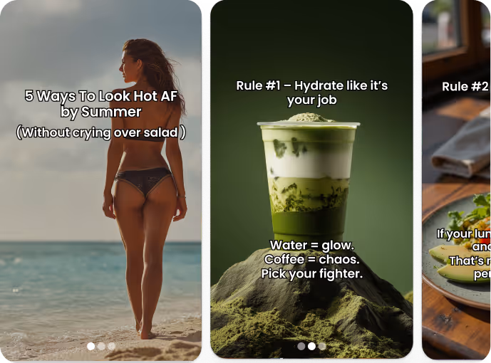 Screenshot of a video call with three people. A woman with long dark hair is in a large frame with a cityscape background. Two smaller frames show a woman with curly hair and a red background, and a man with tattoos in a studio with purple lighting