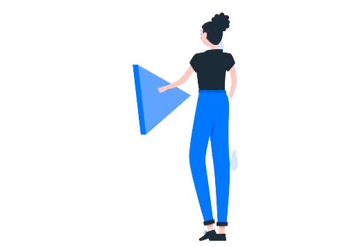 Lady pressing blue button