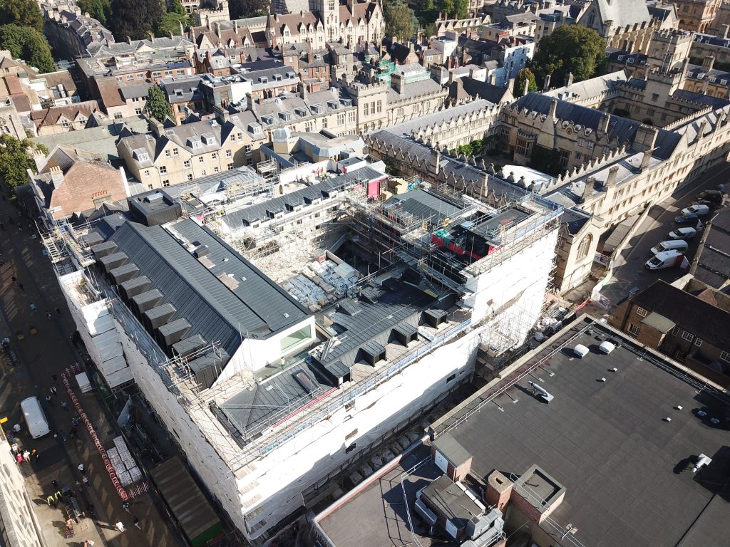 an aerial view of a building under construction