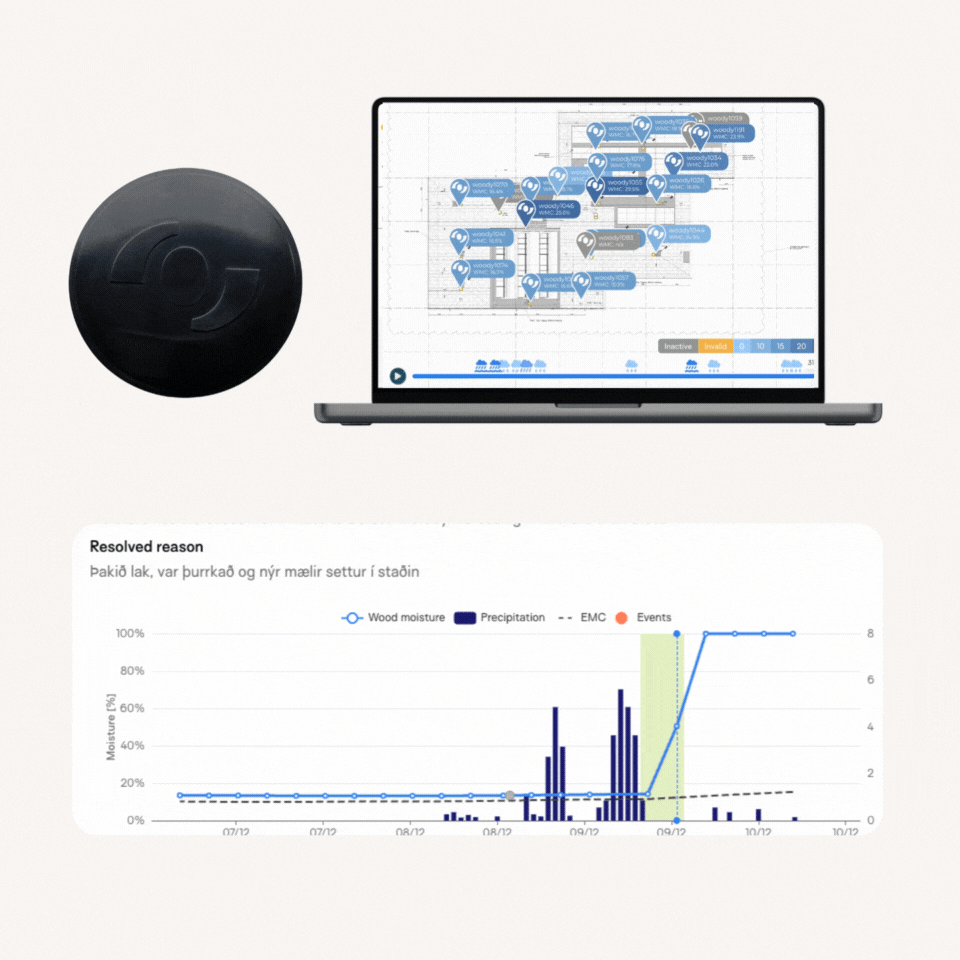 Tector moisture detection system consisting of sensors and application with intelligent alert system