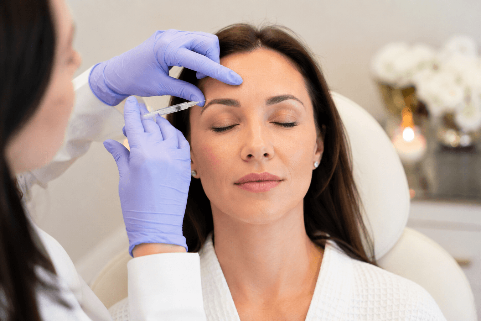 Patient receiving Dysport treatment for forehead wrinkles in Louisville Kentucky
