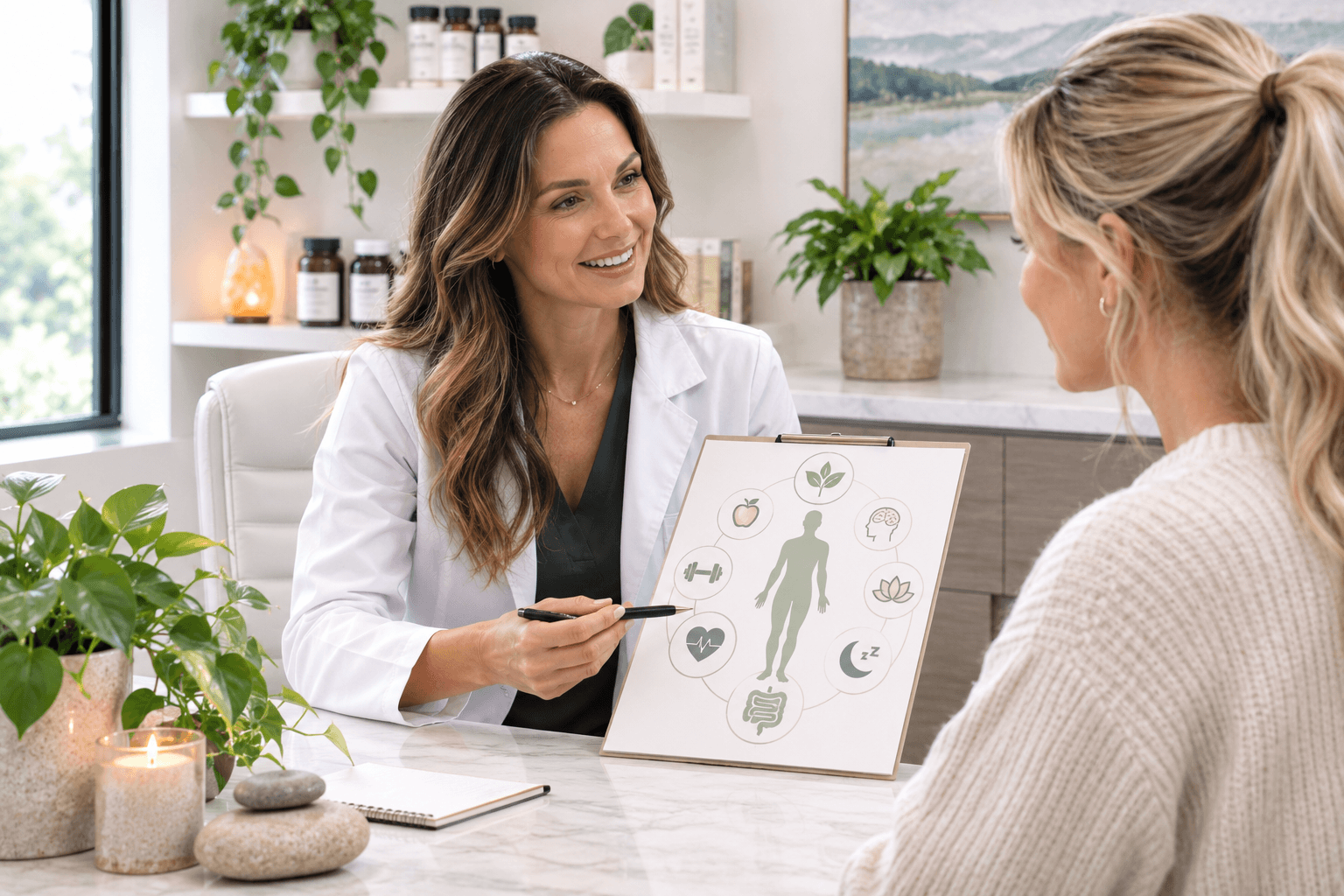 Provider discussing a whole-body wellness plan with a patient in Louisville, Kentucky