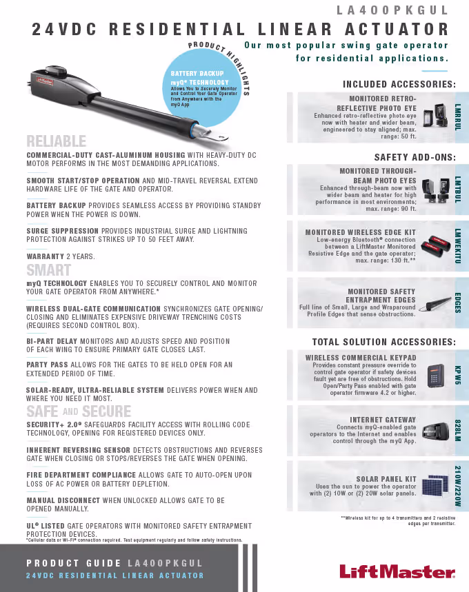 Automatic LA400 double swing gate opener for smooth gate operation in Sumner, WA