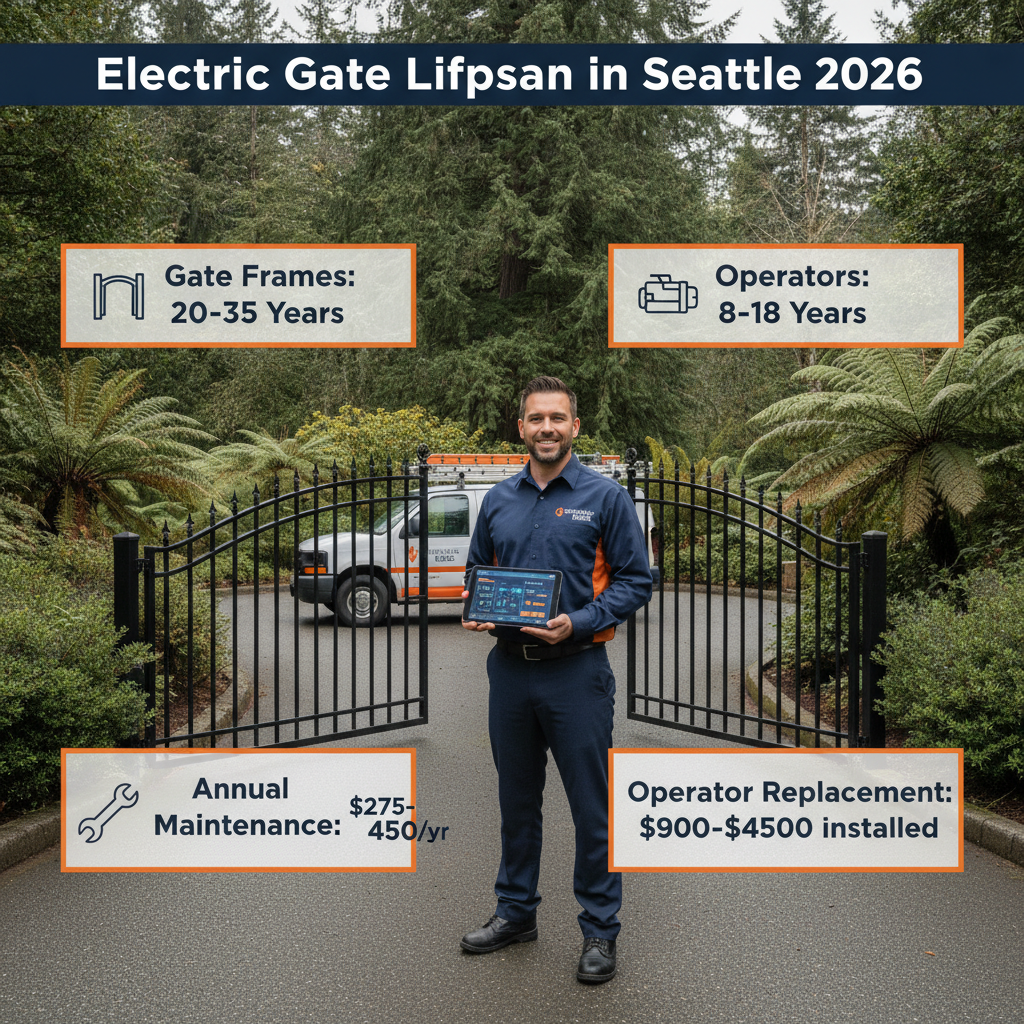 How Long Do Electric Gates Last in Seattle? Lifespan by Gate Type, Climate Impact & When to Replace in 2026