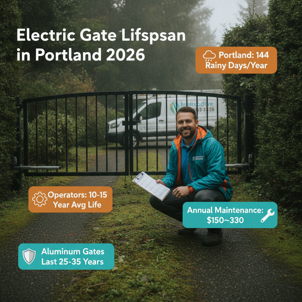 How Long Do Electric Gates Last in Portland? Lifespan by Gate Type, Climate Impact & When to Replace in 2026