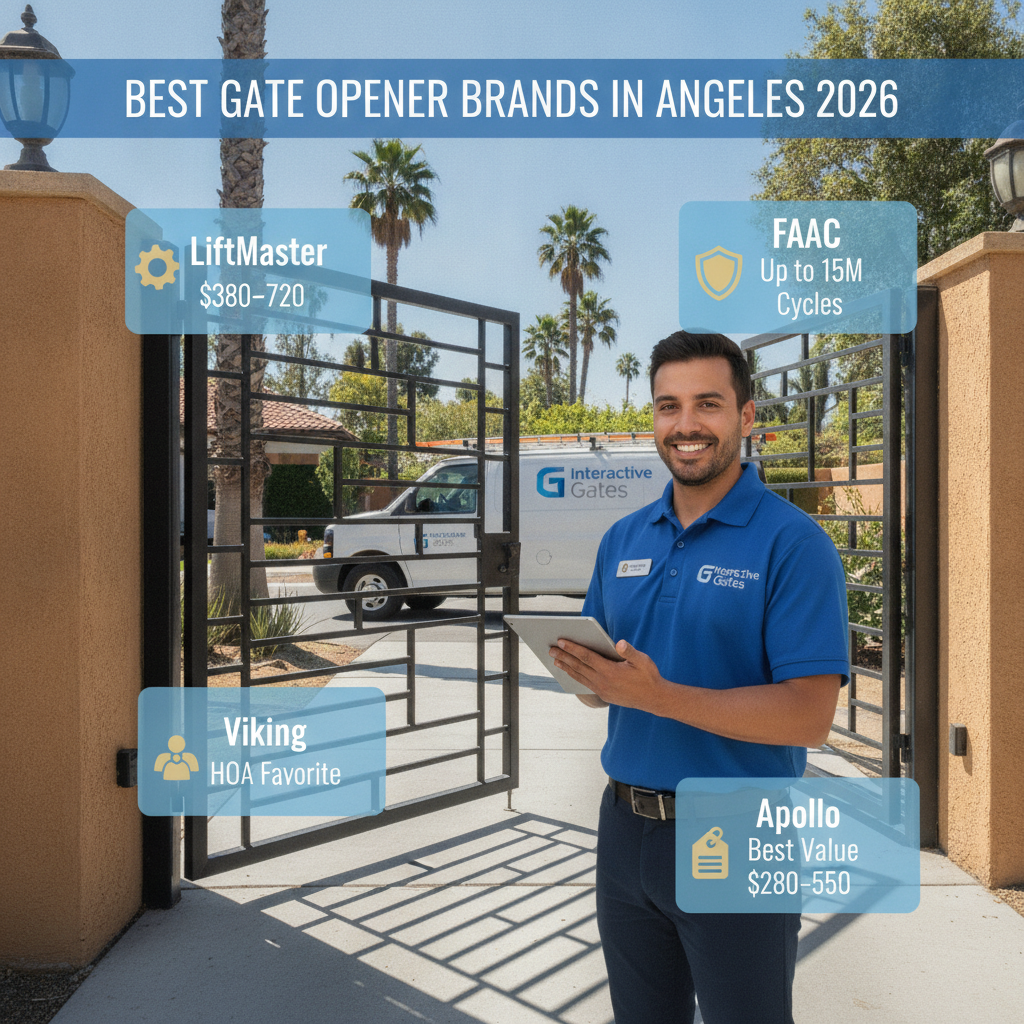Best Automatic Gate Opener Brands for Los Angeles Driveways in 2026: LiftMaster vs. FAAC vs. Viking vs. Apollo