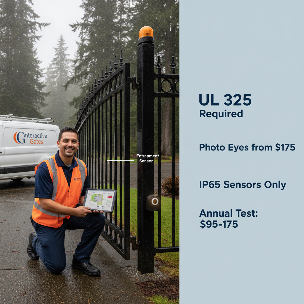 Portland gate safety 2026: required sensors, real costs & local code explained.