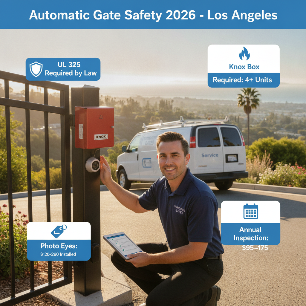 Automatic Gate Safety Features in Los Angeles 2026: What Your Gate Must Have, What's Optional & What the Code Actually Requires