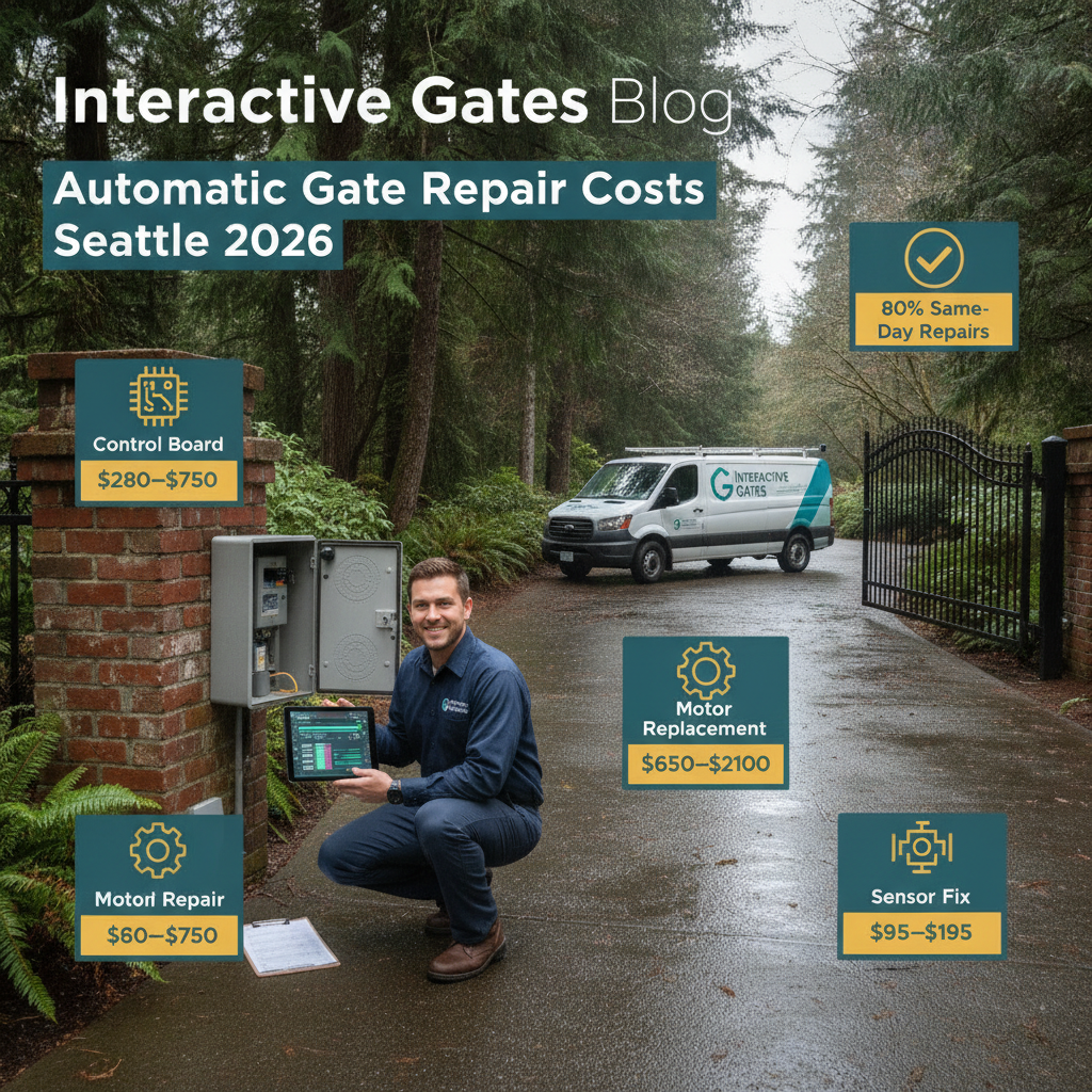 Automatic Gate Repair Cost in Seattle 2026: What You'll Pay by Problem, Part & Neighborhood