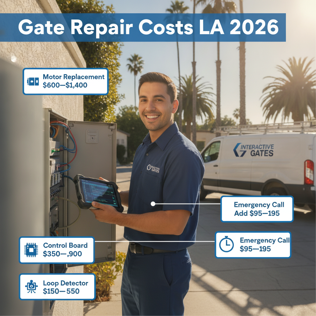 Automatic Gate Repair Cost in Los Angeles 2026: What You'll Pay by Problem, Part & Neighborhood