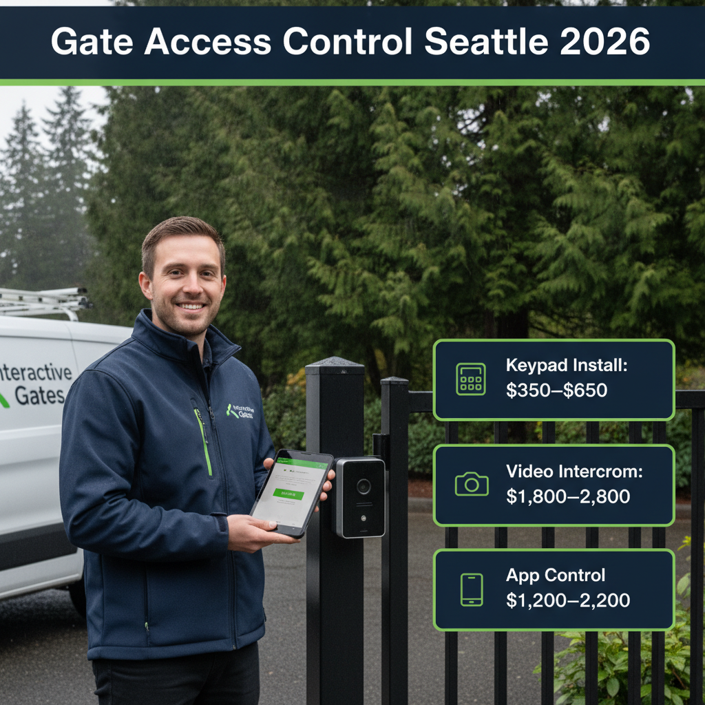 Keypads, intercoms & app control for Seattle gates in 2026 — real costs & brands.