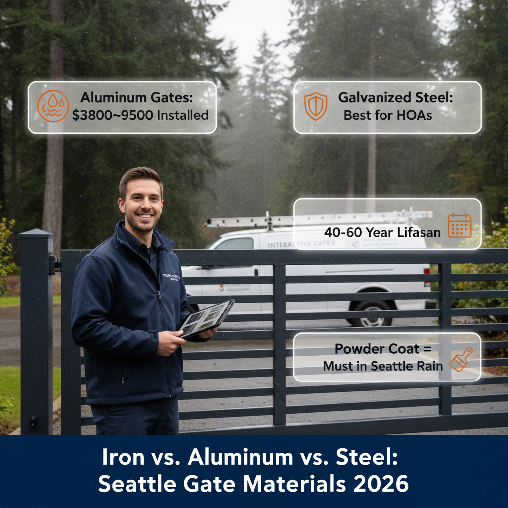 Which gate material lasts longest in Seattle rain? 2026 cost & durability guide.