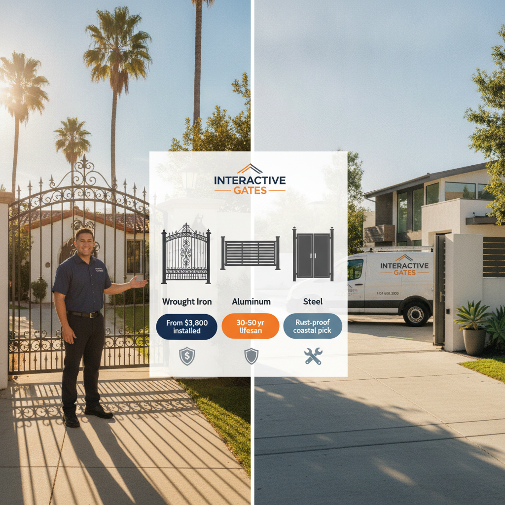 Which gate material lasts longest near the LA coast and hills?