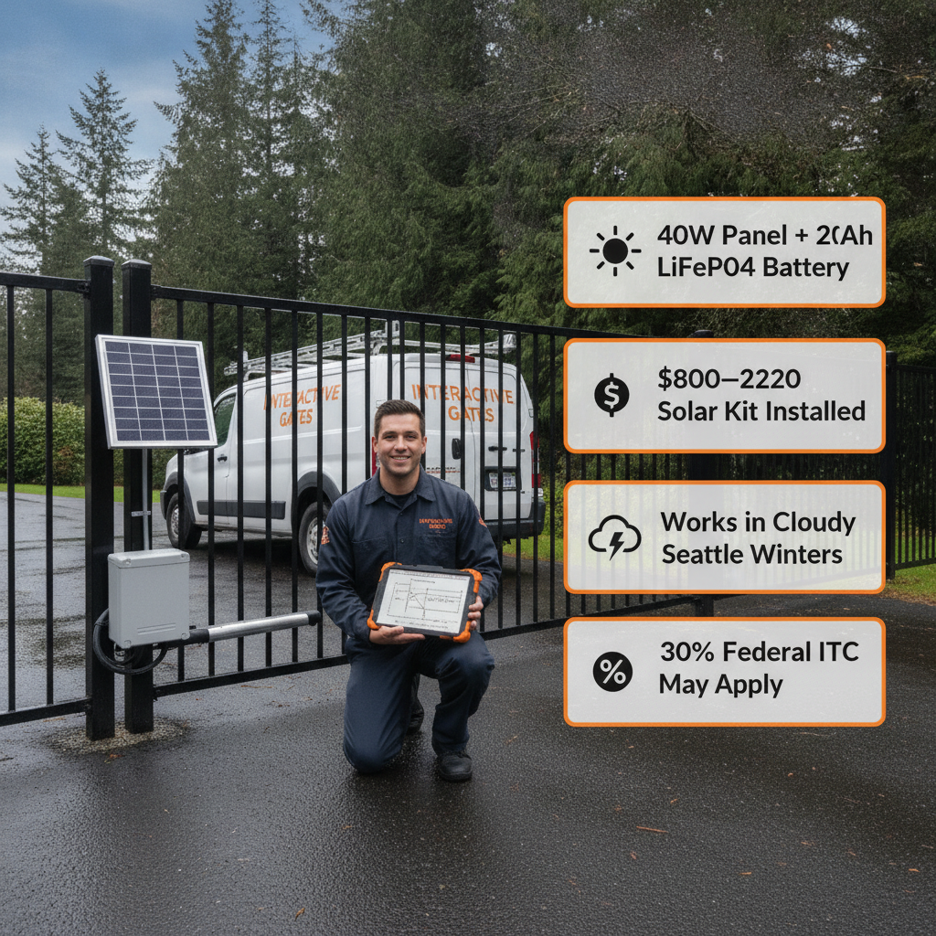 Solar-Powered Electric Gates in Seattle 2026: Are They Worth It, What Do They Cost & Which Properties Qualify?