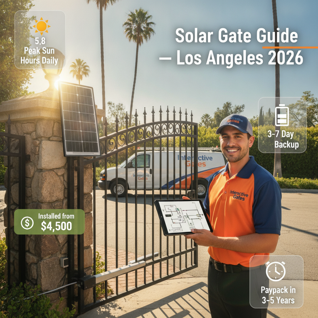 Solar-Powered Electric Gates in Los Angeles 2026: Are They Worth It, What Do They Cost & Which Properties Qualify?
