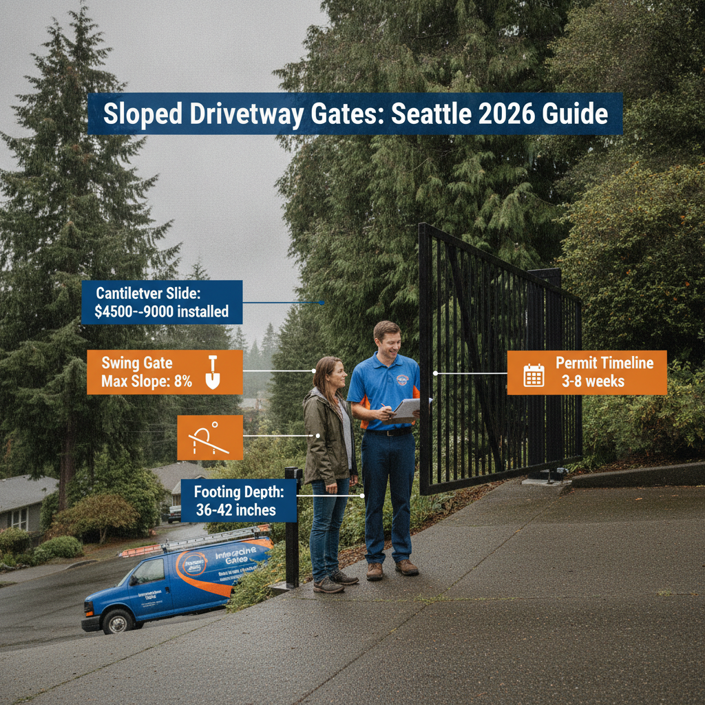 Sliding Gate vs. Swing Gate on a Sloped Driveway in Seattle 2026: Which Works, Which Fails & What It Costs