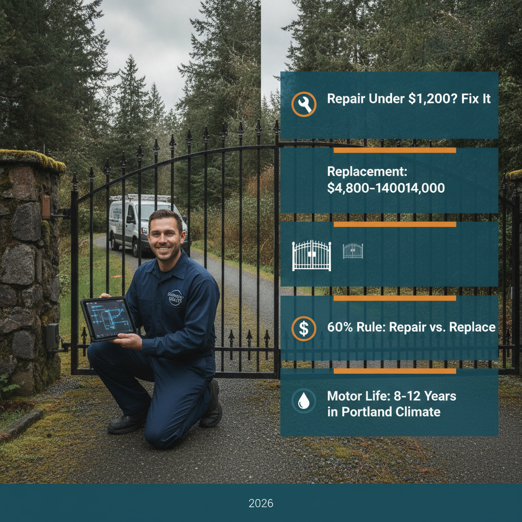 Electric Gate Repair vs. Replacement in Portland 2026: How to Know Which One Your Gate Actually Needs