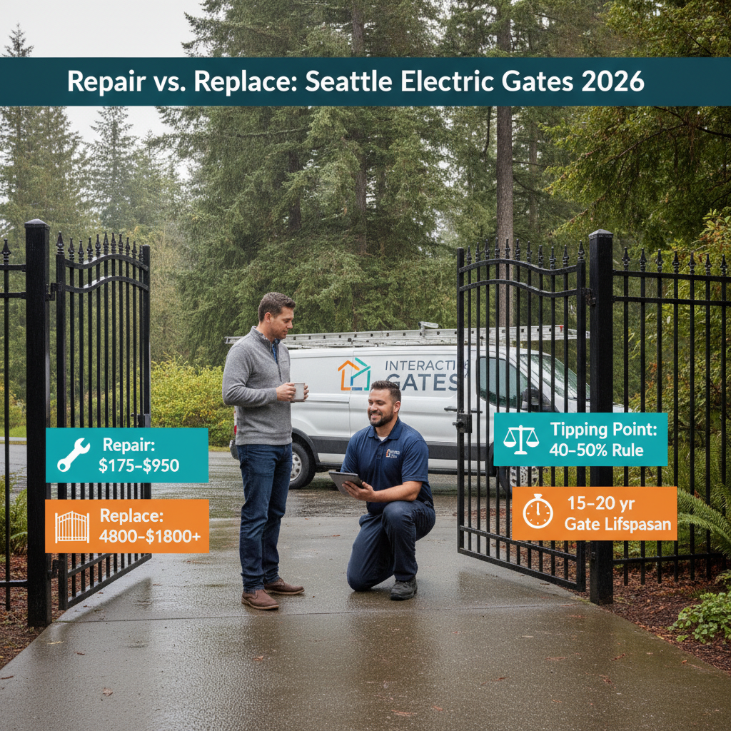 Electric Gate Repair vs. Replacement in Seattle 2026: How to Know Which One Your Gate Actually Needs