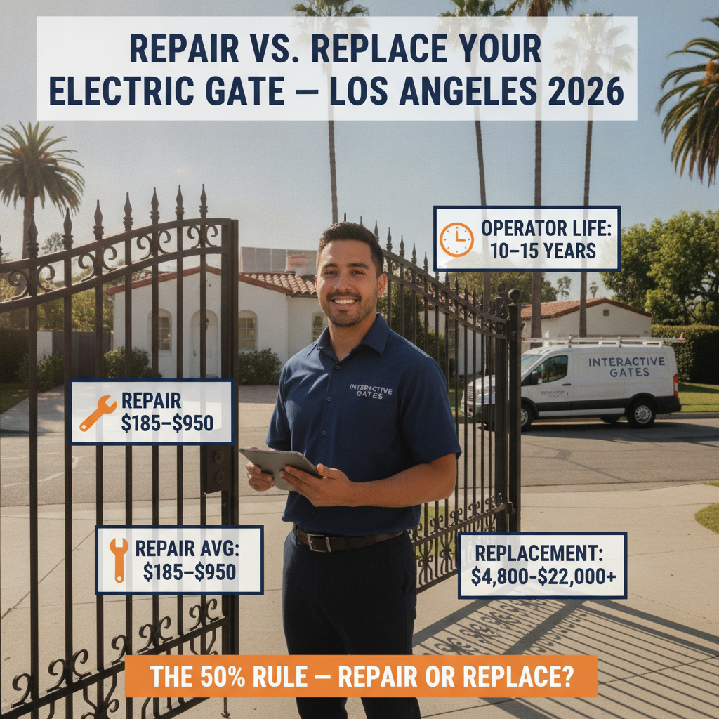 Electric Gate Repair vs. Replacement in Los Angeles 2026: How to Know Which One Your Property Actually Needs