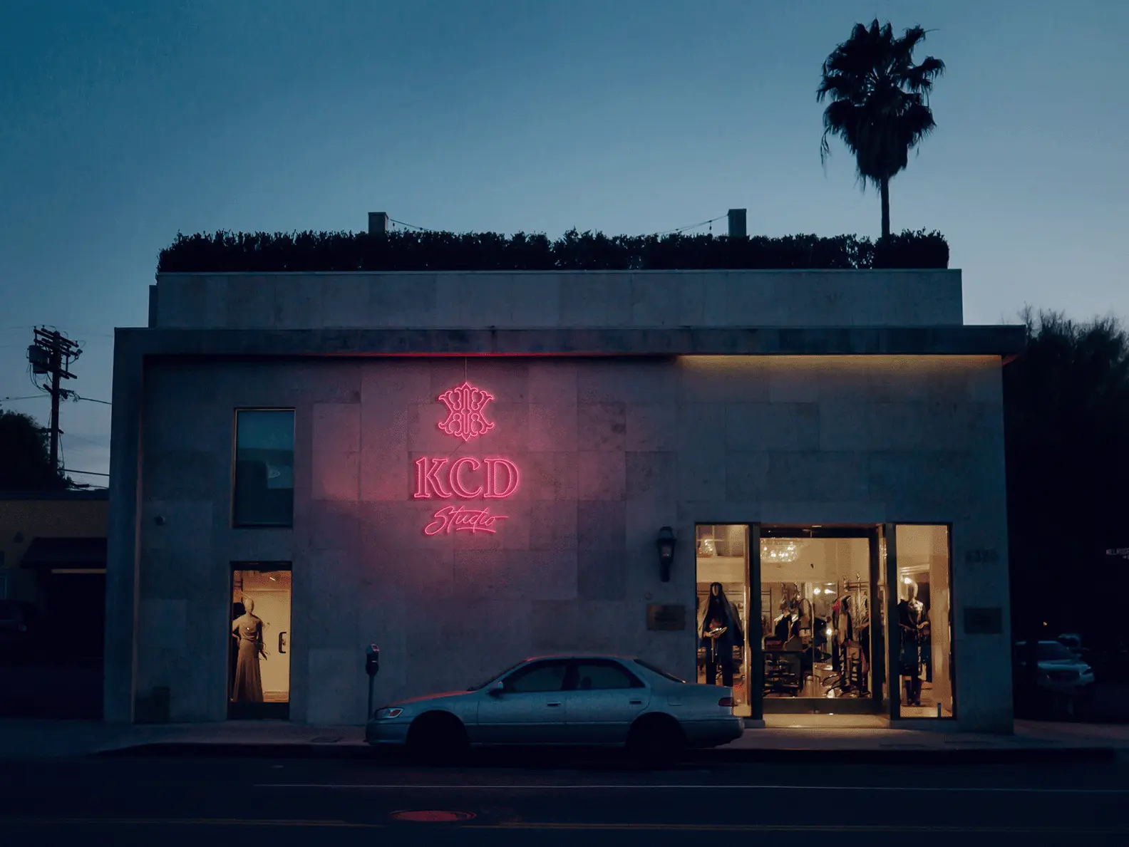 neon sign on building