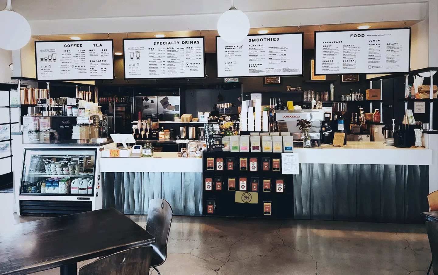 menu boards in a cafe