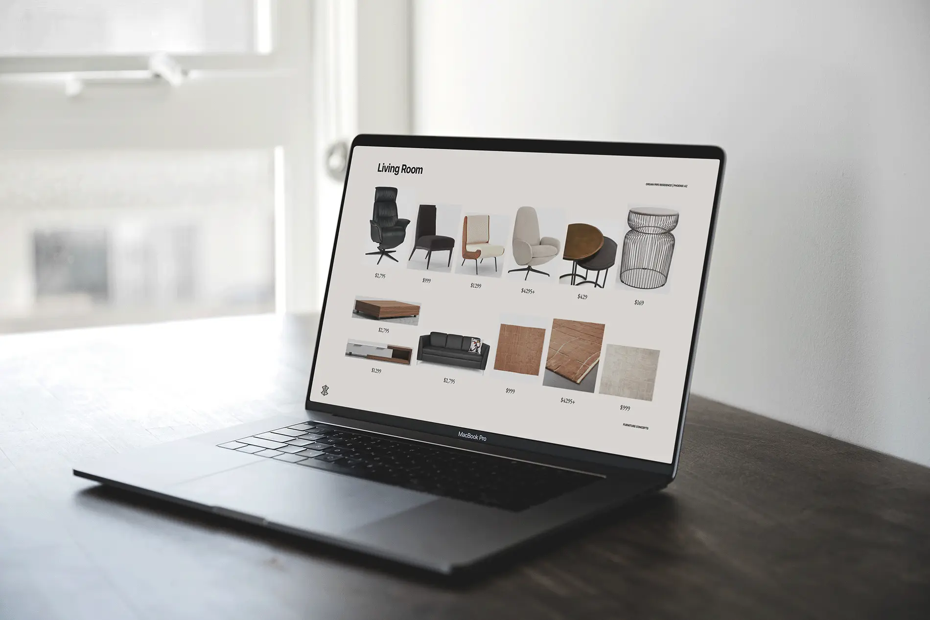 selection mockup of furniture