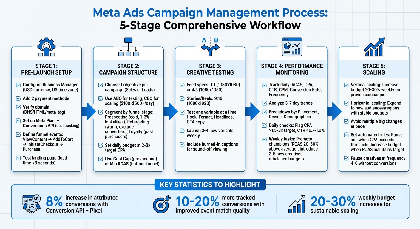 Meta Ads Campaign Setup and Optimization Process: 5-Stage Framework