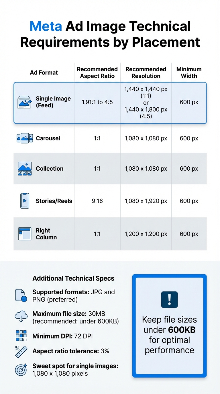Meta Ad Image Technical Requirements by Placement