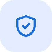 Blue shield icon with a checkmark inside, symbolizing security or warranty.
