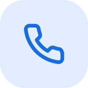 Blue telephone handset icon inside a rounded square.