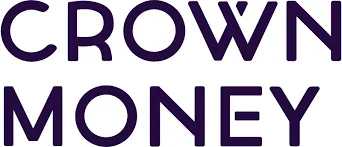 Text logo reading 'CROWN MONEY' in dark purple uppercase letters.