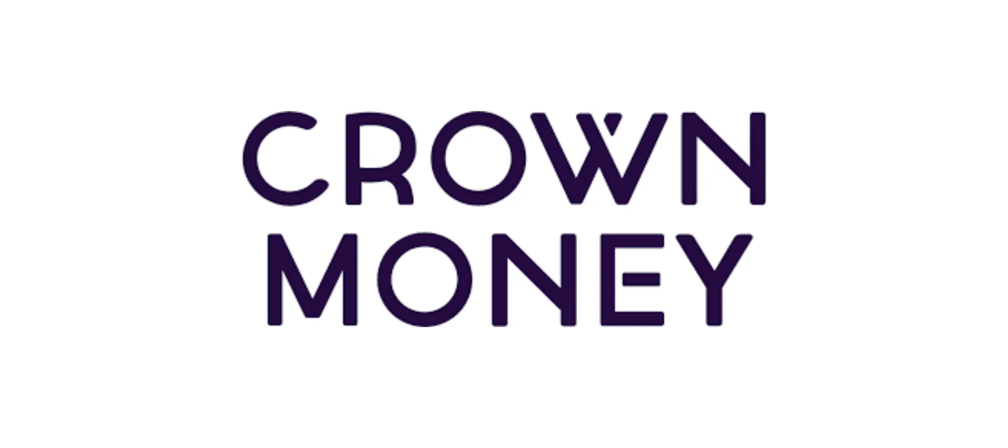 CROWN MONEY text logo with dark purple letters on a white background.