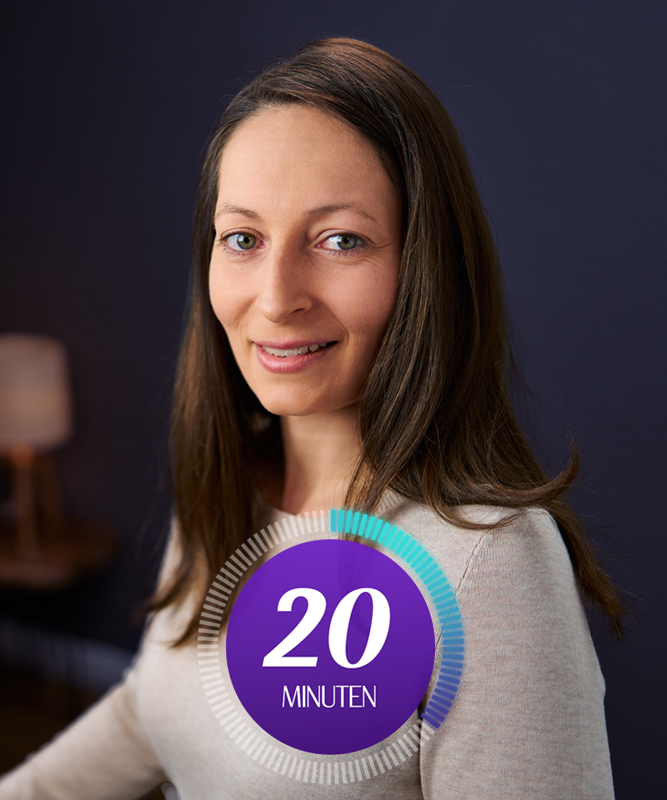 Marie Krauß in einer Illustration zur Onlineberatung Quick Check