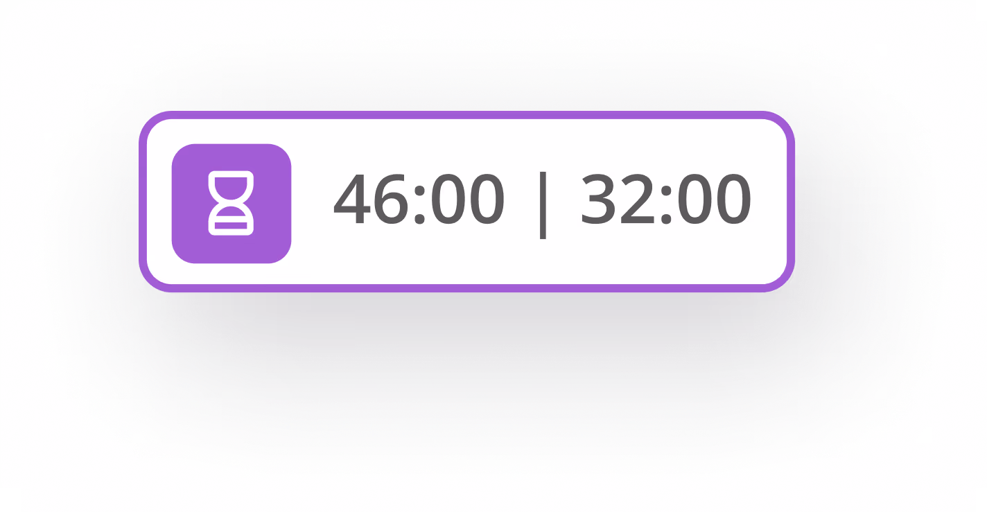 Timer icon followed by two time durations: 46 minutes and 32 minutes.