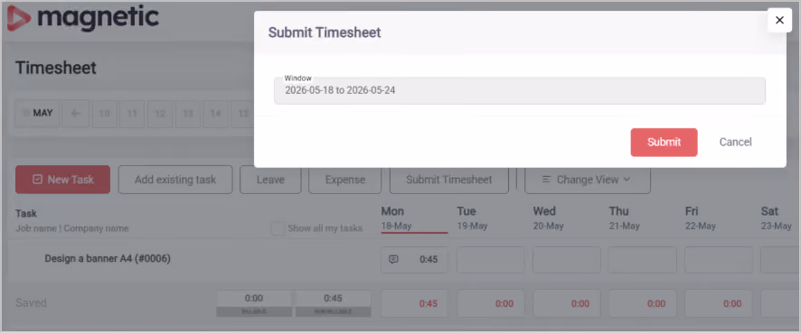 Timesheet submission and approval workflow