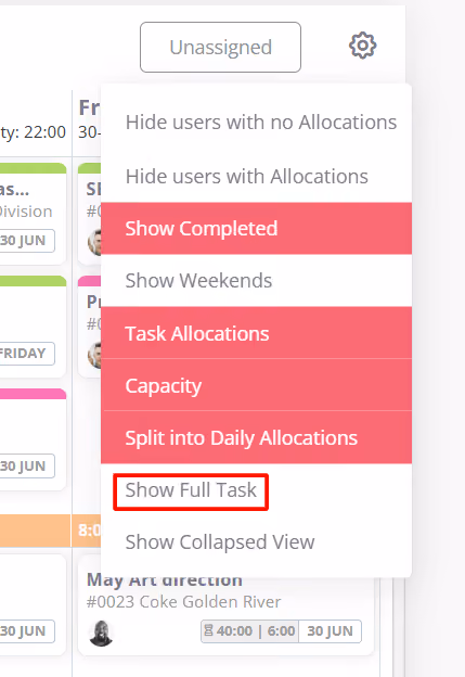 Tasks in Team Scheduler