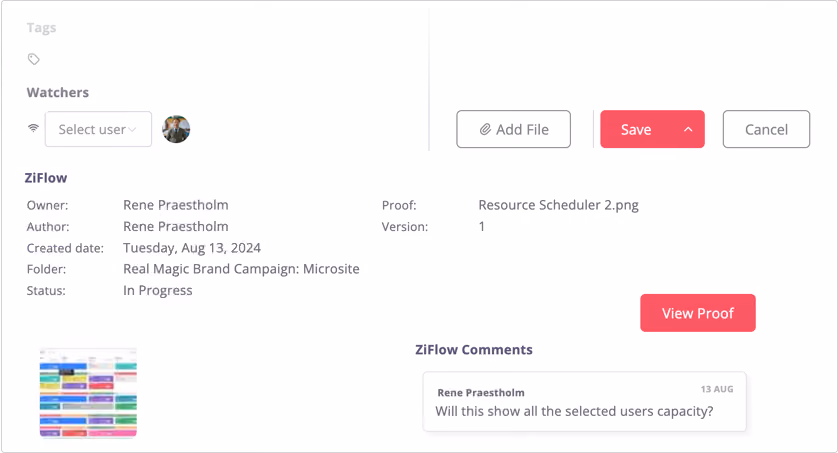 ZiFlow proofing integration