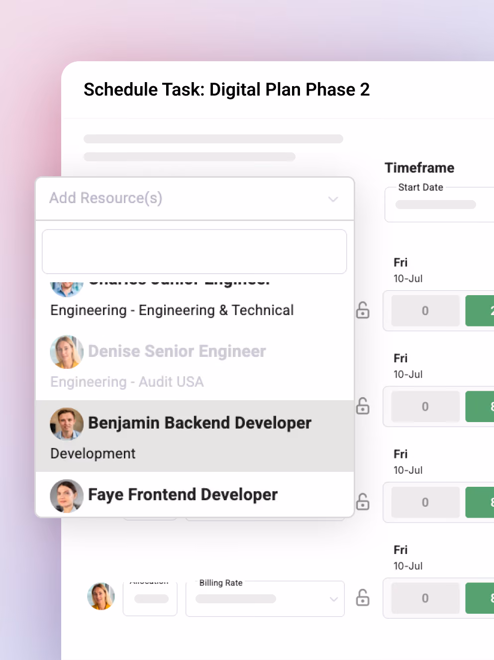 Magnetic resource scheduling view