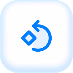 Blue curved arrow icon with a diamond shape inside, on a light rounded square background.