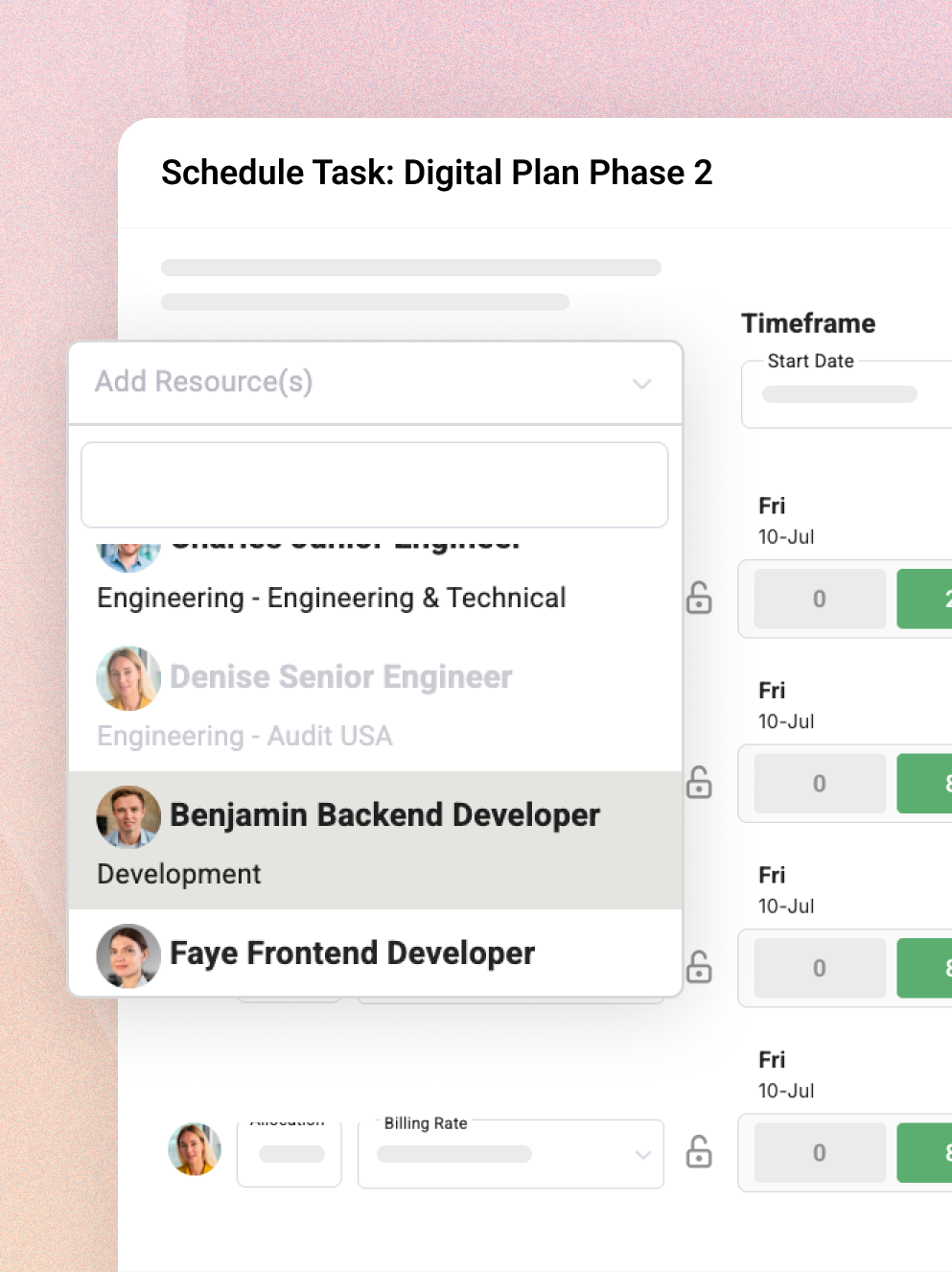 Magnetic resource scheduling view