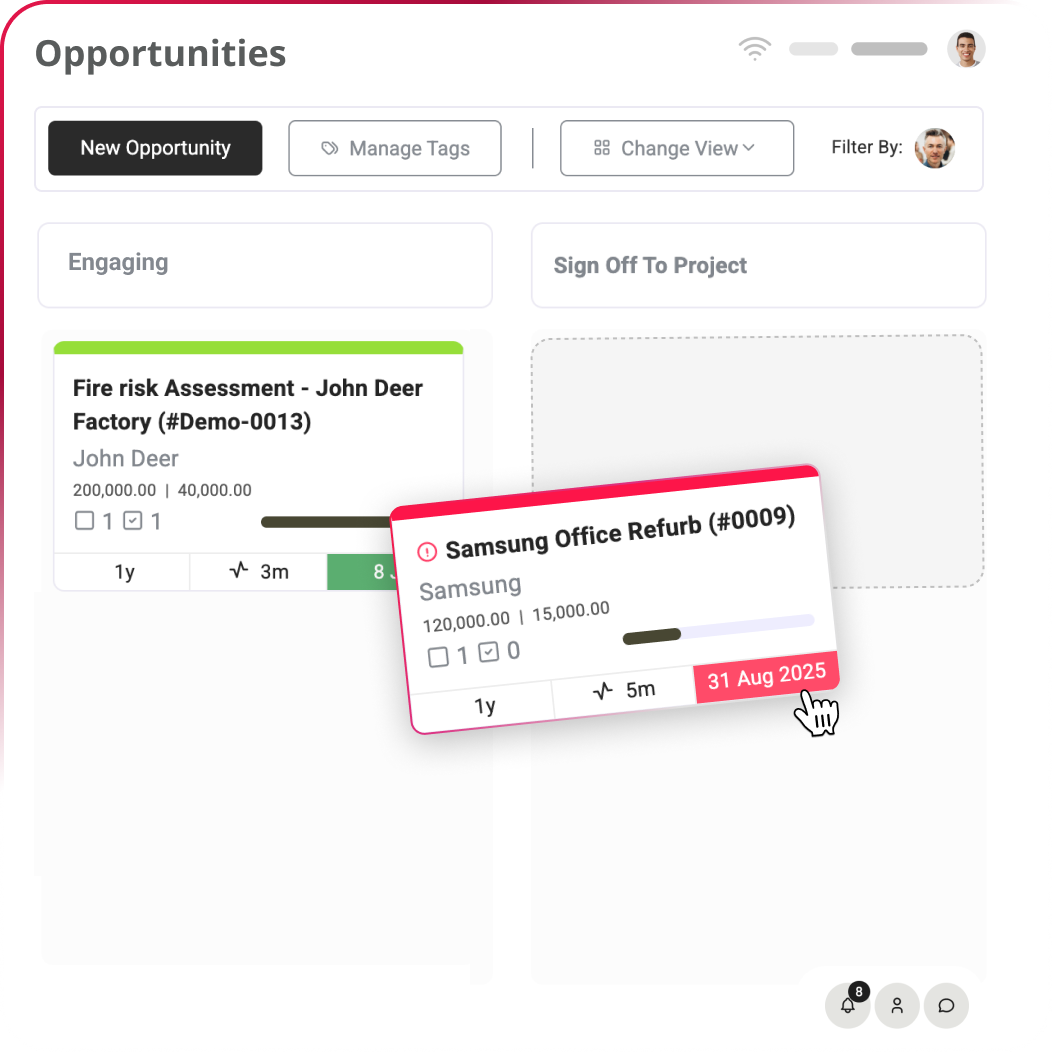 Project card for Brand Building Revamp, with planned against logged hours