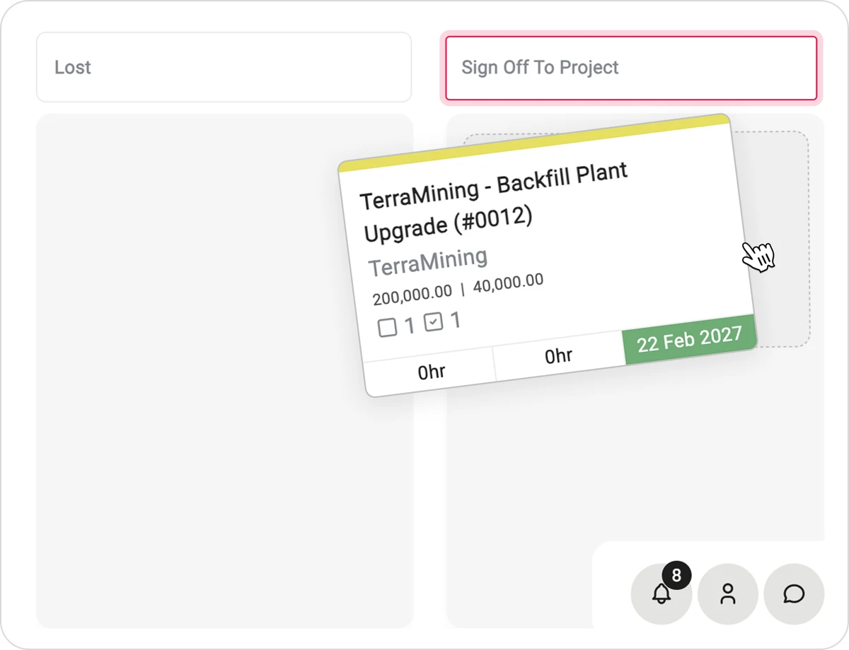 A won opportunity signed off into a new project