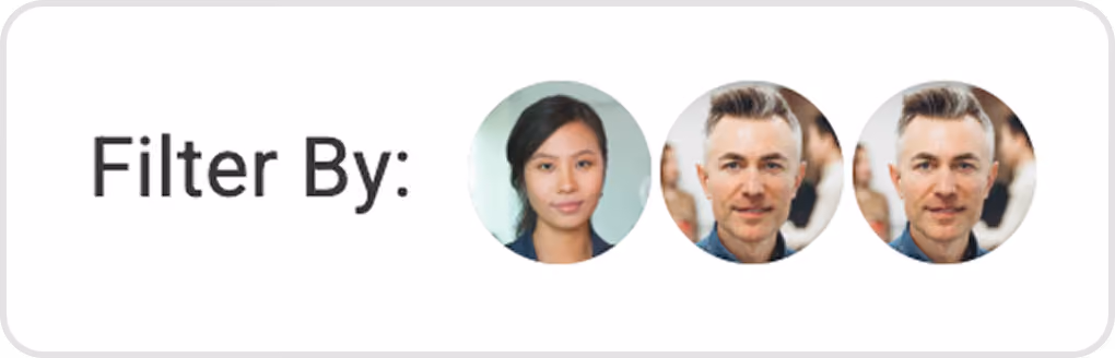 Magnetic's Filter By control, with three team members' photos.