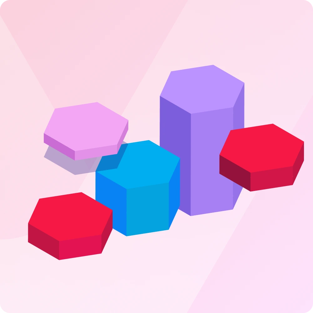 Abstact 3-D red, pink, blue and purple, representing the different stages of business maturity